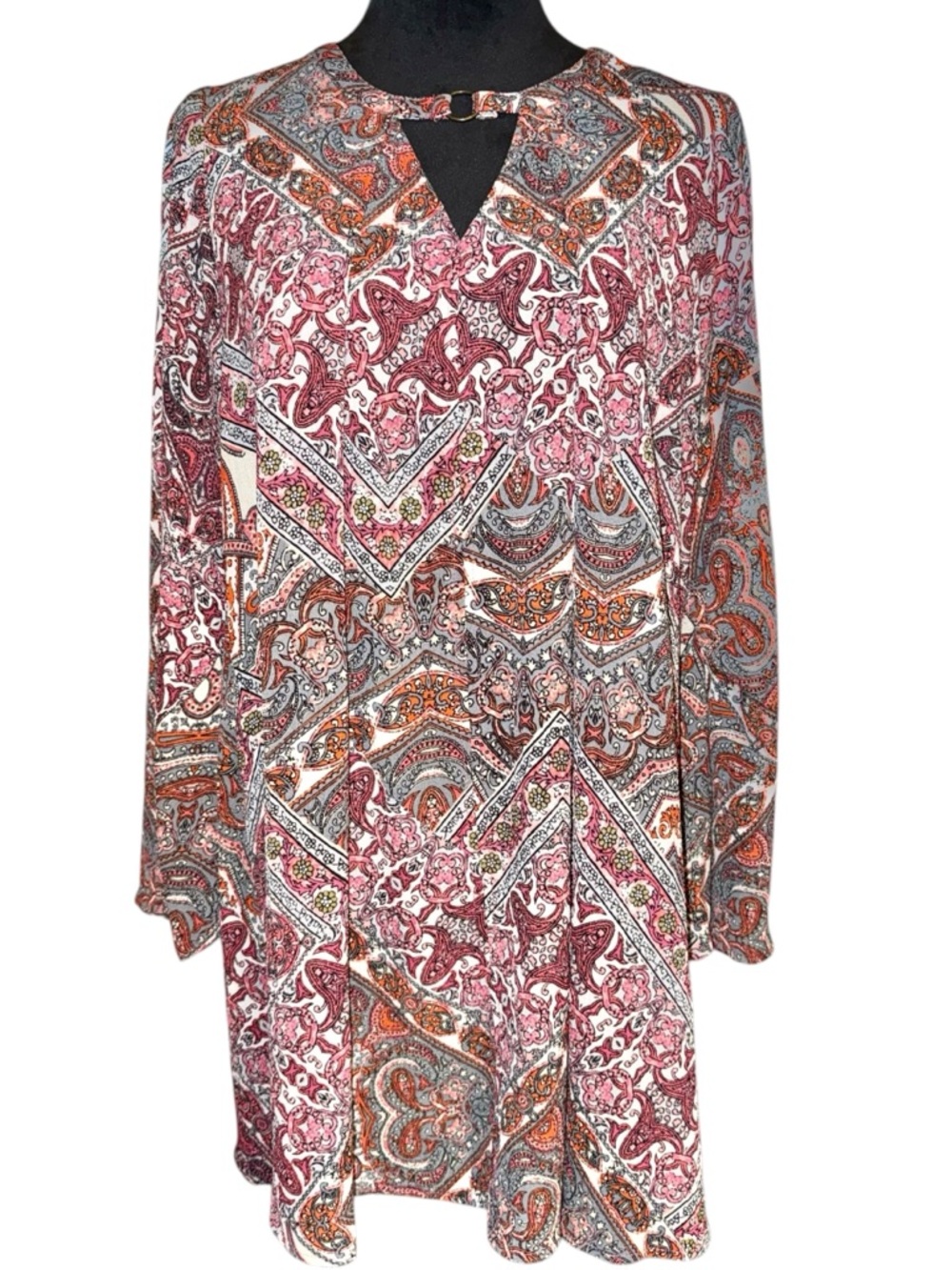 Umgee Pink, Whilte, & Orange Paisley Mini Dress, Size Oversized Small, NWOT